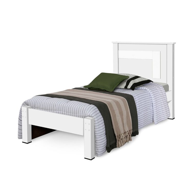 Cama de Solteiro Riviera 114x96x205 cm Branco Gabrielli Móveis