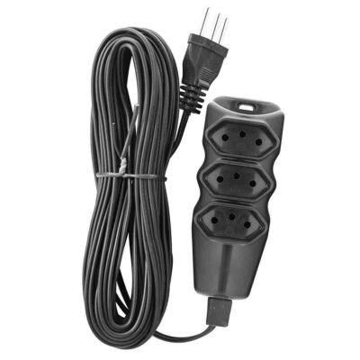 Extensão Elétrica Cabo Pp Plano Preto 2P+T 10A 3M Bivolt Liege