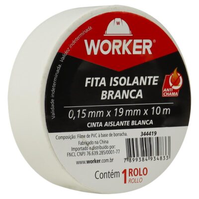 Fita Isolante Antichama 19Mmx10M Branca Worker