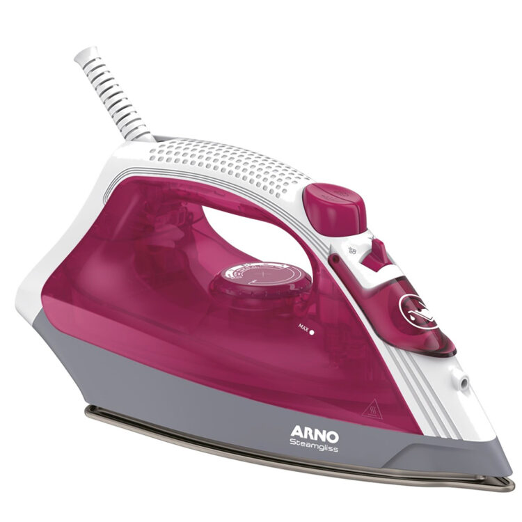 Ferro De Passar A Vapor Arno Steamgliss Fsgc Base Ceramic Glide 1200W - Rosa - 220 Volts