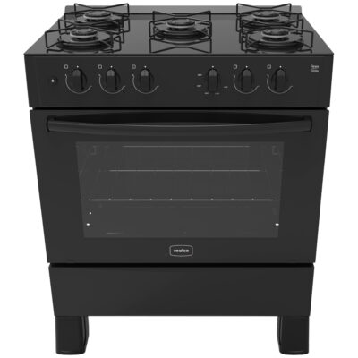 Fogão Realce Ares Glass 5 Bocas Automático Mesa De Vidro  Forno 94L - Preto - Bivolt