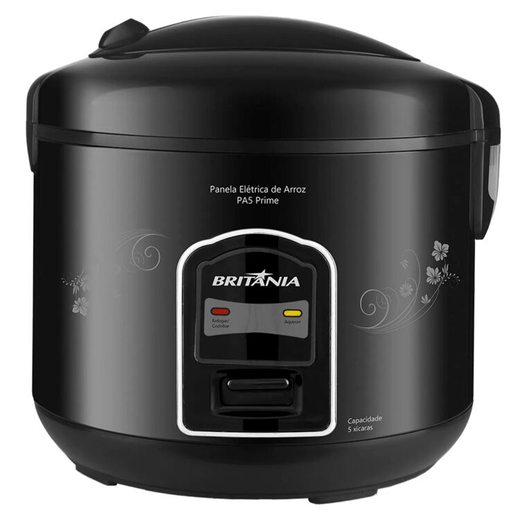 Panela Elétrica De Arroz Britânia 5 Xícaras 1,2L Saída De Vapor Pa5 Prime - Preto - 110 Volts