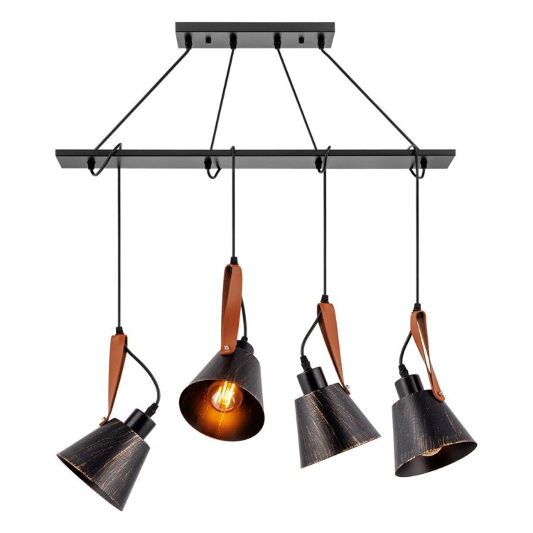 Luminária Pendente Cyamu Preto e Dourado Kala
