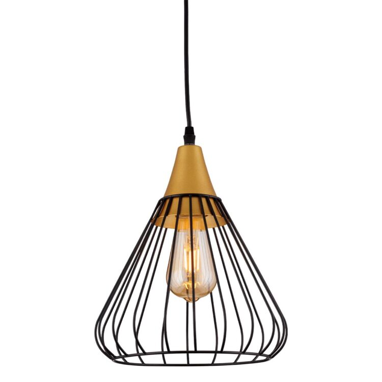 Luminária Pendente Doha Preto e Dourado Kala